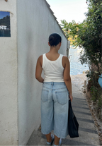 Top sans manches blanc en coton vu de dos 